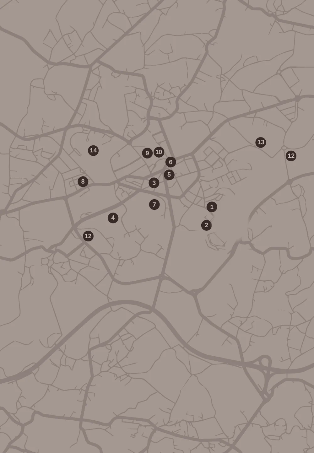 Mapa de Paços de Ferreira com os pontos de interesse assinalados em redor do Blend Collection